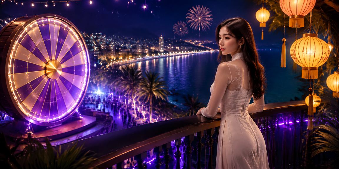 Người phụ nữ mặc áo dài tại Hội An tham gia chương trình quay số may mắn của viet88